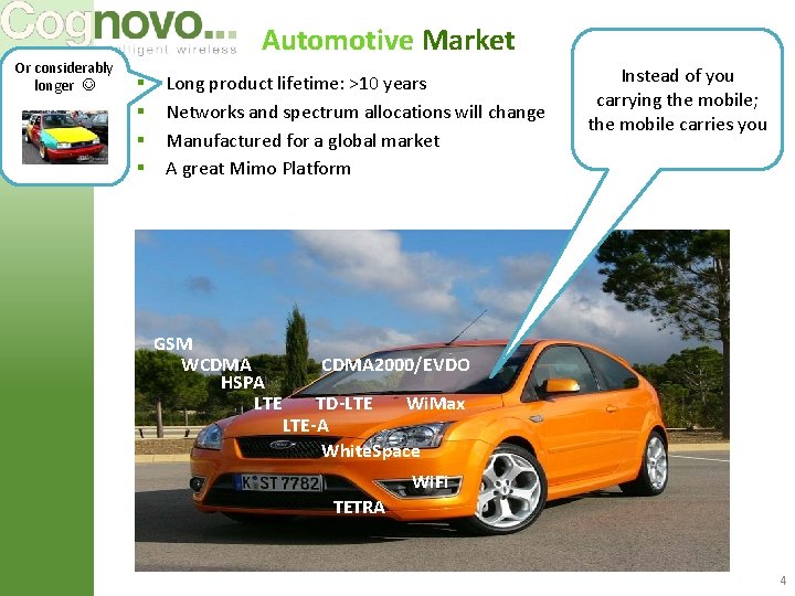 Automotive Market Or considerably longer § § Long product lifetime: >10 years Networks and