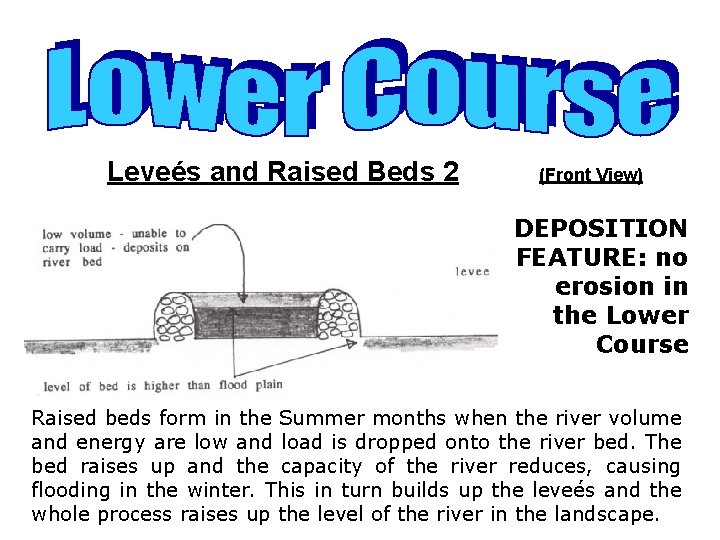 Leveés and Raised Beds 2 (Front View) DEPOSITION FEATURE: no erosion in the Lower