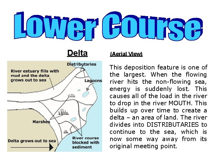 Delta (Aerial View) This deposition feature is one of the largest. When the flowing