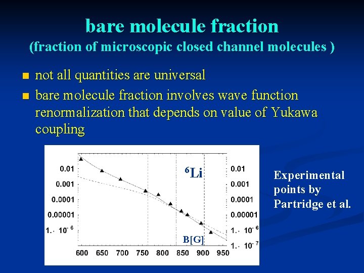 bare molecule fraction (fraction of microscopic closed channel molecules ) n n not all