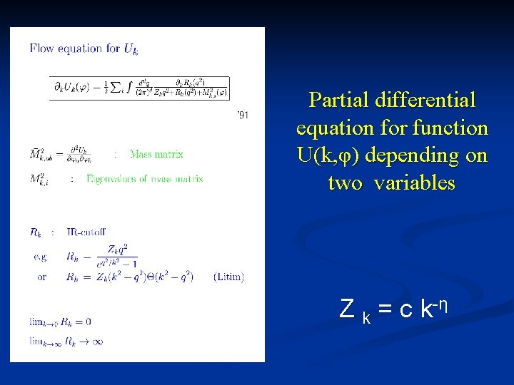 Partial differential equation for function U(k, φ) depending on two variables Z k =