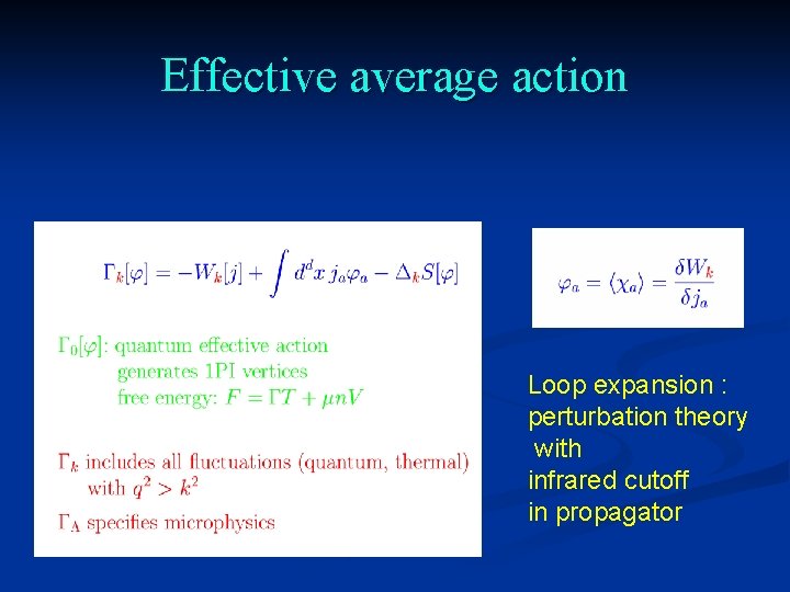 Effective average action Loop expansion : perturbation theory with infrared cutoff in propagator 
