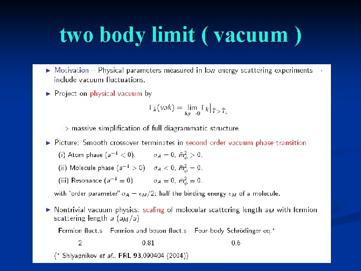 two body limit ( vacuum ) 