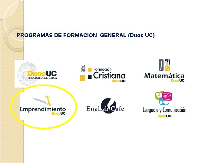 PROGRAMAS DE FORMACION GENERAL (Duoc UC) 