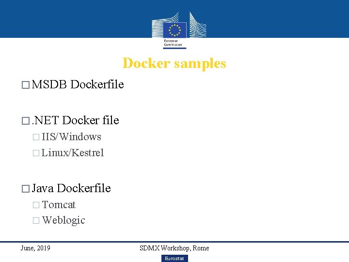 Docker samples � MSDB �. NET Dockerfile Docker file � IIS/Windows � Linux/Kestrel �