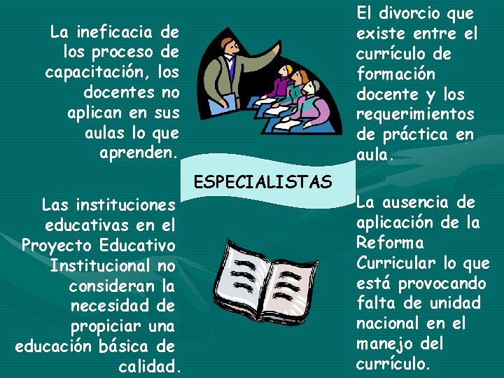 El divorcio que existe entre el currículo de formación docente y los requerimientos de