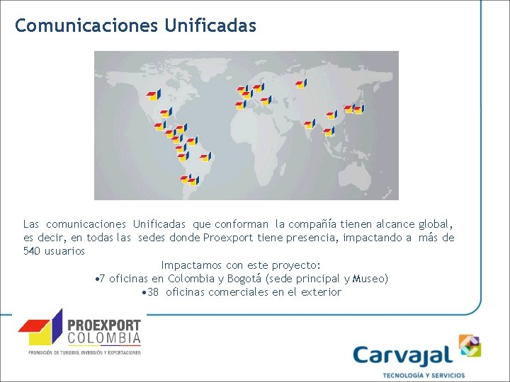 Comunicaciones Unificadas Las comunicaciones Unificadas que conforman la compañía tienen alcance global, es decir,