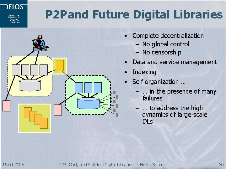 P 2 P and Future Digital Libraries • Complete decentralization – No global control