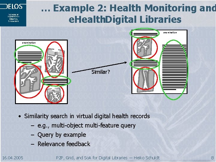 … Example 2: Health Monitoring and e. Health. Digital Libraries examination Similar? • Similarity