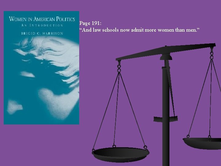 Page 191: “And law schools now admit more women than men. ” 