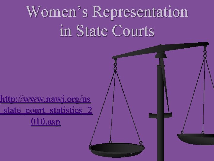 Women’s Representation in State Courts http: //www. nawj. org/us _state_court_statistics_2 010. asp 