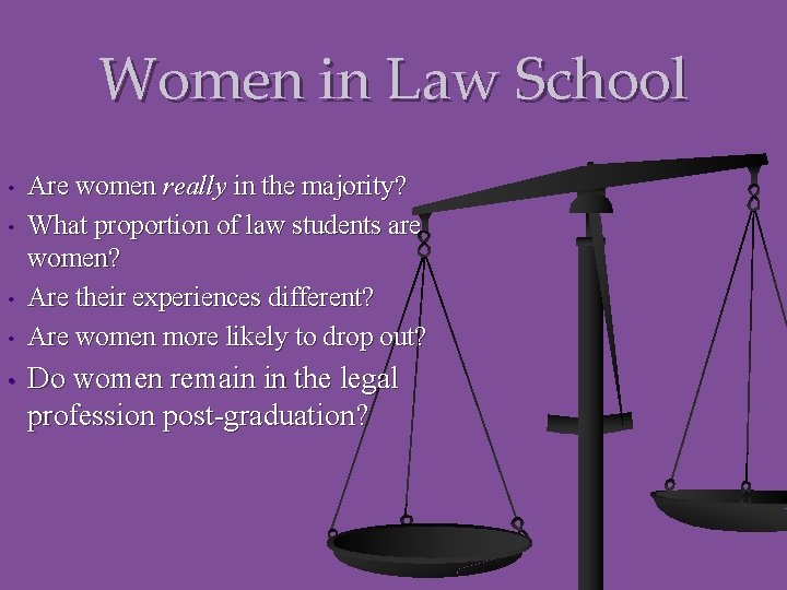 Women in Law School • • • Are women really in the majority? What