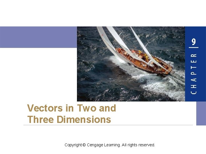 Vectors in Two and Three Dimensions Copyright © Cengage Learning. All rights reserved. 