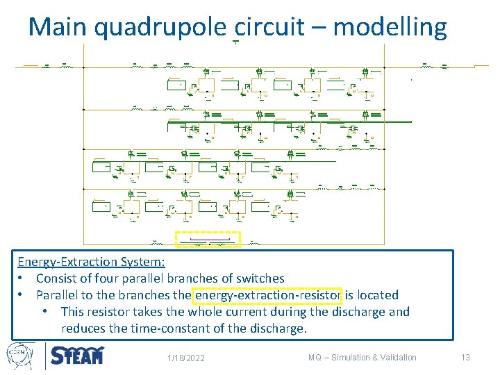 Main quadrupole circuit – modelling Energy-Extraction System: • Consist of four parallel branches of