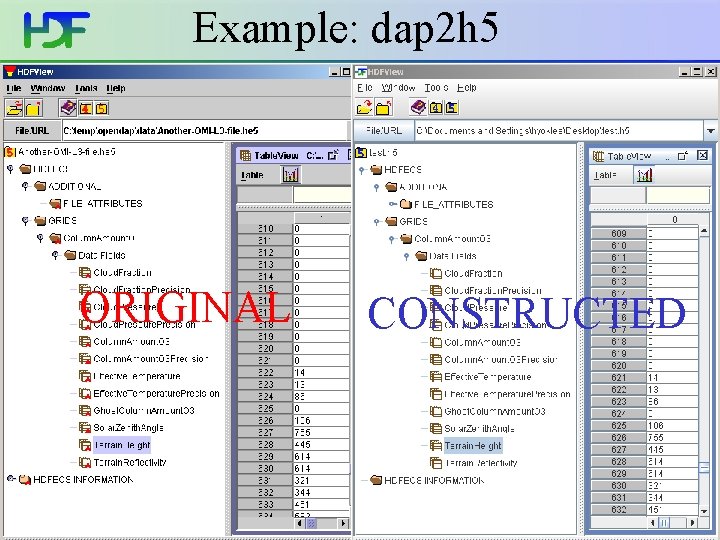 Example: dap 2 h 5 • A test application for the client library •