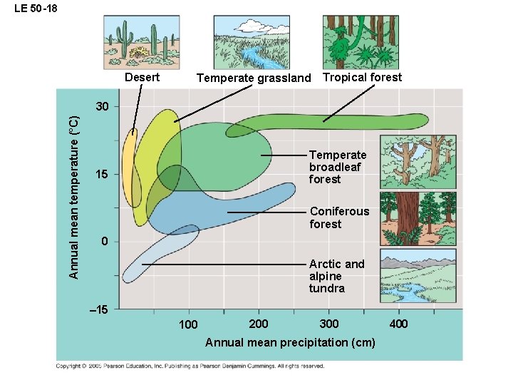 LE 50 -18 Desert Temperate grassland Tropical forest Annual mean temperature (°C) 30 Temperate