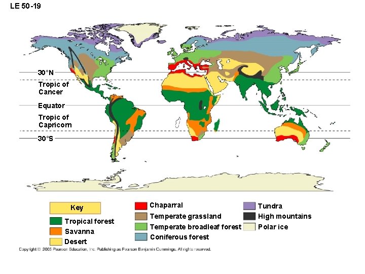 LE 50 -19 30°N Tropic of Cancer Equator Tropic of Capricorn 30°S Key Tropical