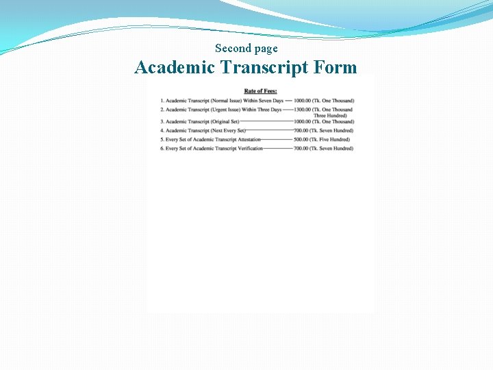 Second page Academic Transcript Form 