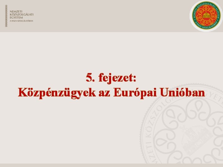 5. fejezet: Közpénzügyek az Európai Unióban 