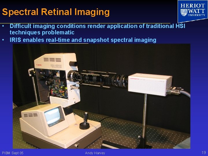 Spectral Retinal Imaging • Difficult imaging conditions render application of traditional HSI techniques problematic