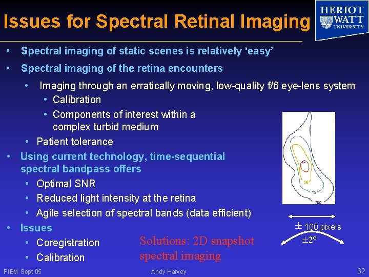 Issues for Spectral Retinal Imaging • Spectral imaging of static scenes is relatively ‘easy’