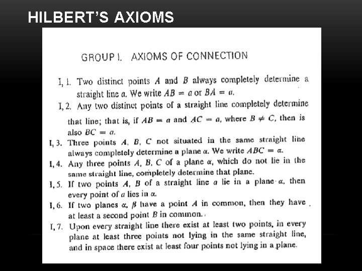 HILBERT’S AXIOMS 