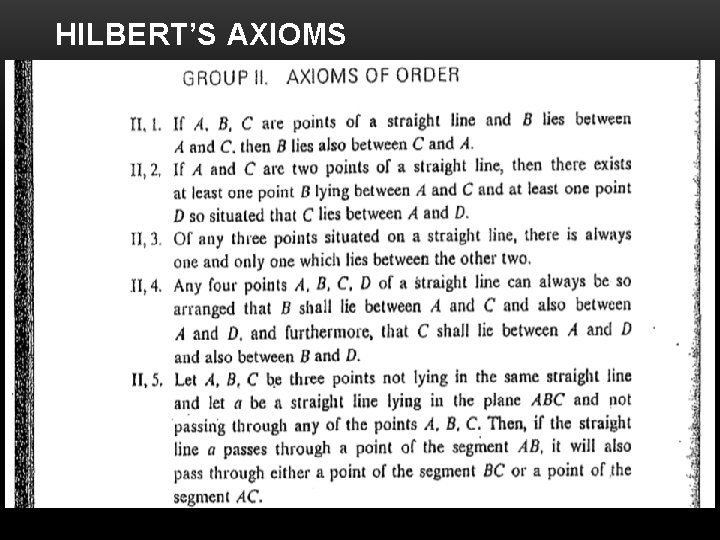 HILBERT’S AXIOMS 