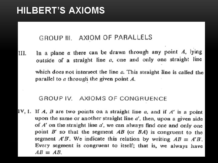 HILBERT’S AXIOMS 