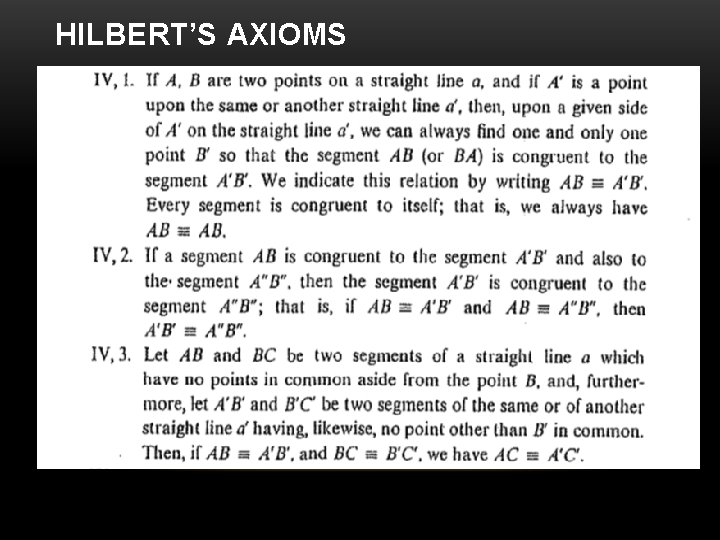 HILBERT’S AXIOMS 