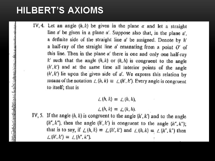 HILBERT’S AXIOMS 