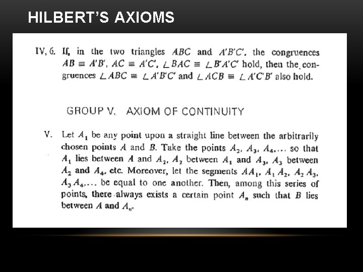 HILBERT’S AXIOMS 