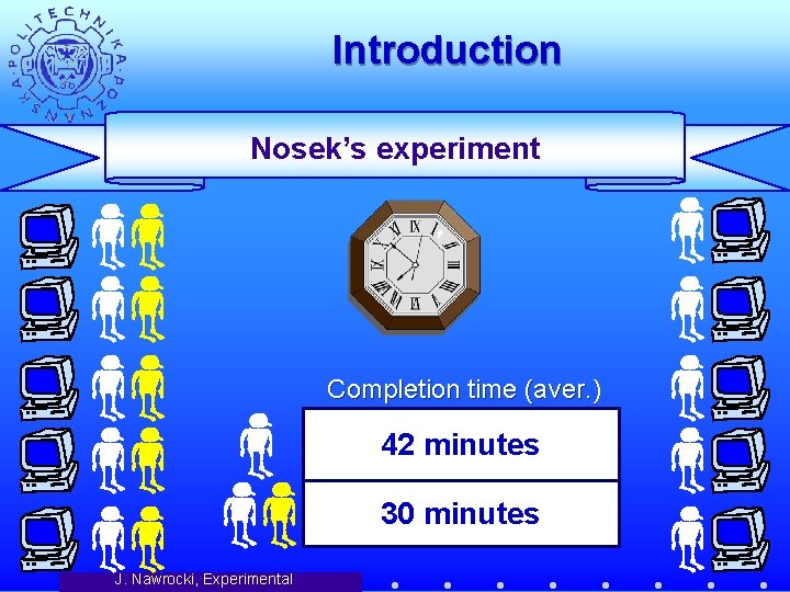 Introduction Nosek’s experiment Completion time (aver. ) 42 minutes 30 minutes J. Nawrocki, Experimental