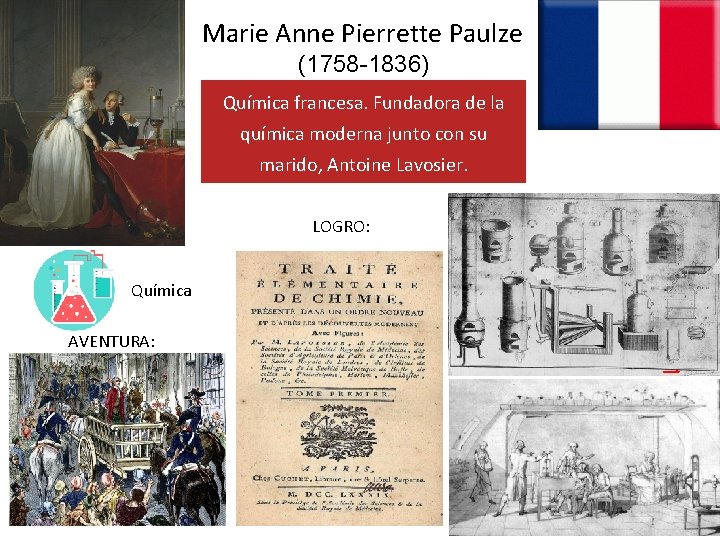 Marie Anne Pierrette Paulze (1758 -1836) Química francesa. Fundadora de la química moderna junto