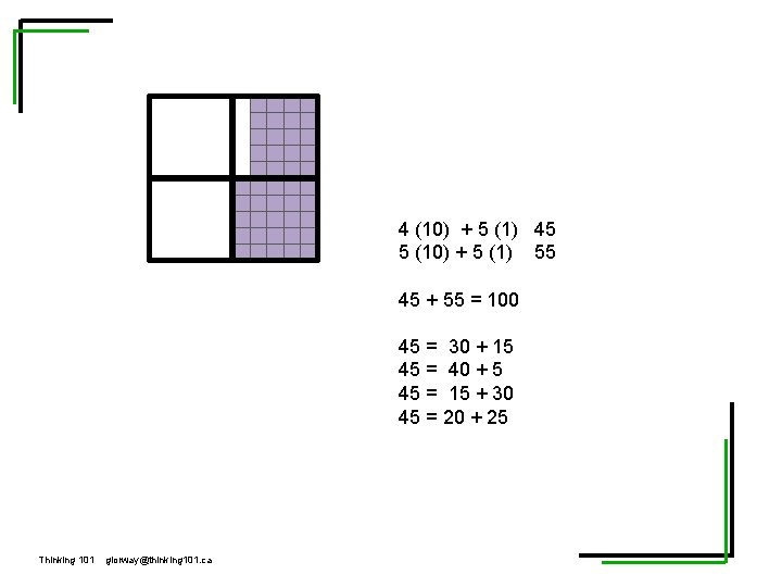 4 (10) + 5 (1) 45 5 (10) + 5 (1) 55 45 +