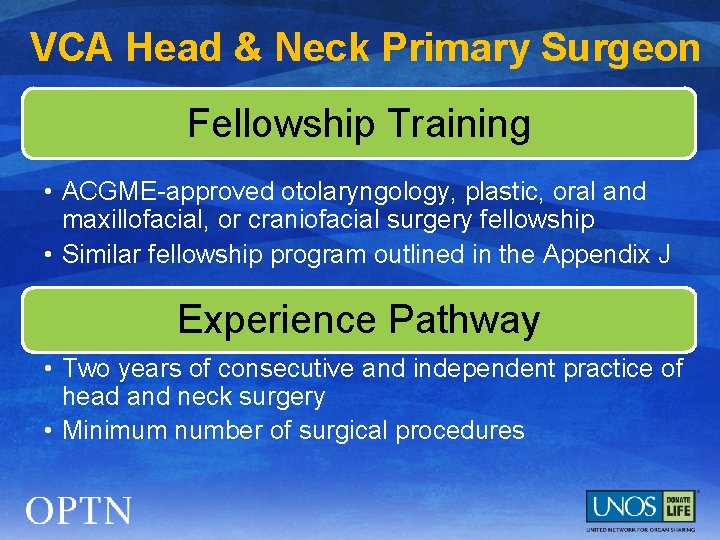 VCA Head & Neck Primary Surgeon Fellowship Training • ACGME-approved otolaryngology, plastic, oral and