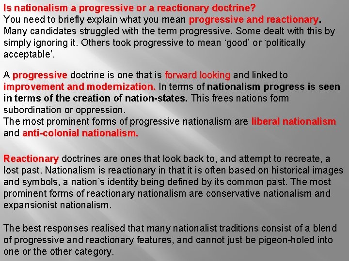 Is nationalism a progressive or a reactionary doctrine? You need to briefly explain what