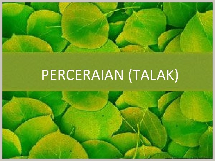 PERCERAIAN (TALAK) 