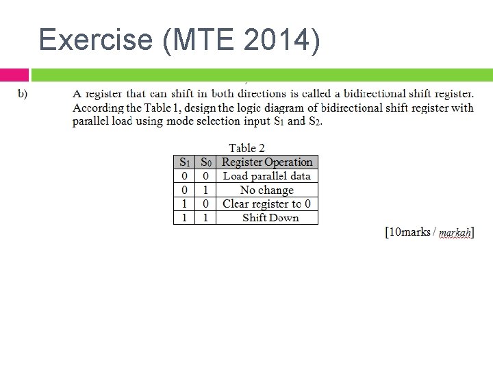 Exercise (MTE 2014) 