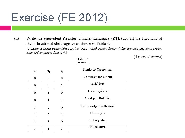 Exercise (FE 2012) 