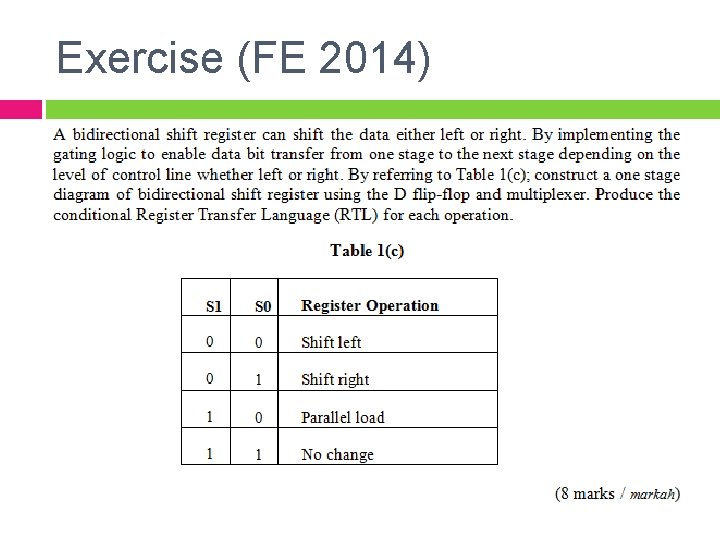 Exercise (FE 2014) 