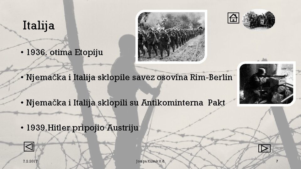 Italija • 1936. otima Etopiju • Njemačka i Italija sklopile savez osovina Rim-Berlin •