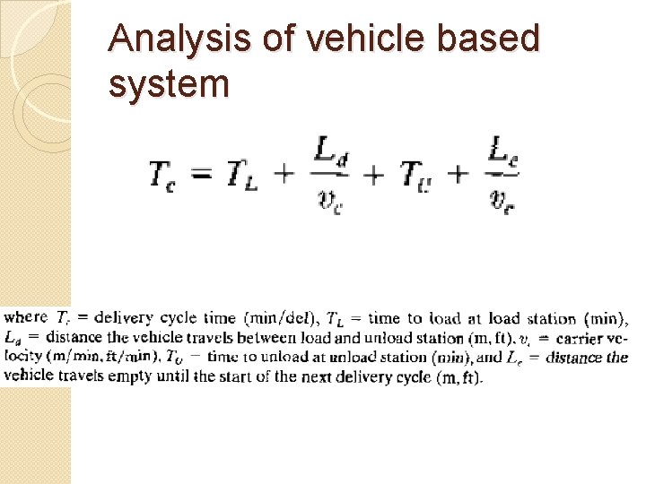Analysis of vehicle based system 