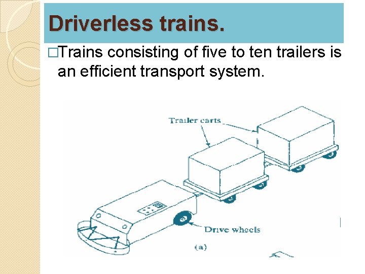 Driverless trains. �Trains consisting of five to ten trailers is an efficient transport system.
