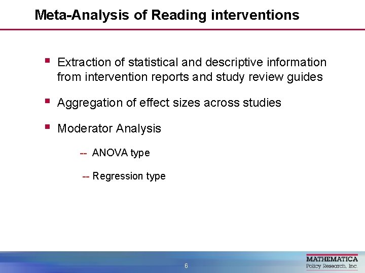 Meta-Analysis of Reading interventions § Extraction of statistical and descriptive information from intervention reports