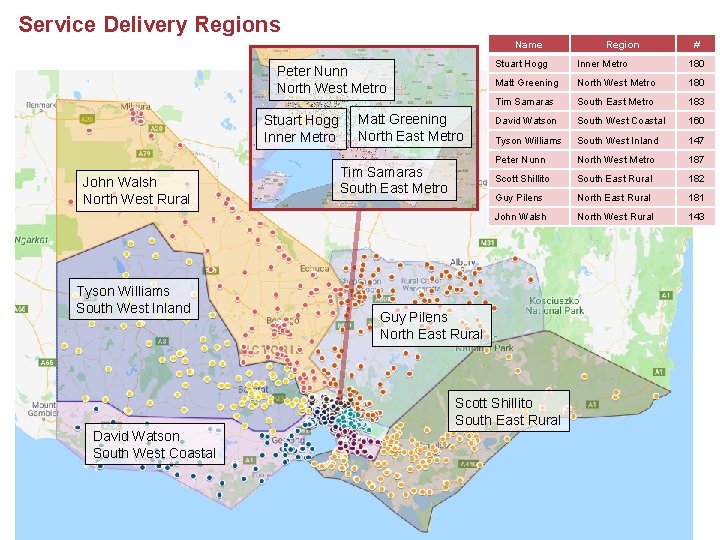 Service Delivery Regions Name Peter Nunn North West Metro Stuart Hogg Inner Metro John Service Delivery Regions Name Peter Nunn North West Metro Stuart Hogg Inner Metro John