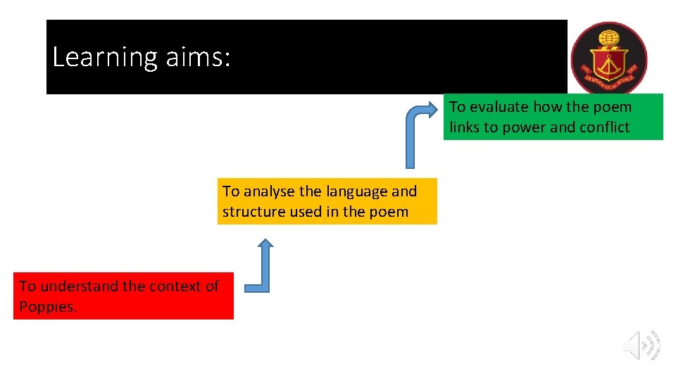 Learning aims: To evaluate how the poem links to power and conflict To analyse