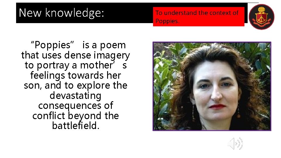 New knowledge: “Poppies” is a poem that uses dense imagery to portray a mother’s