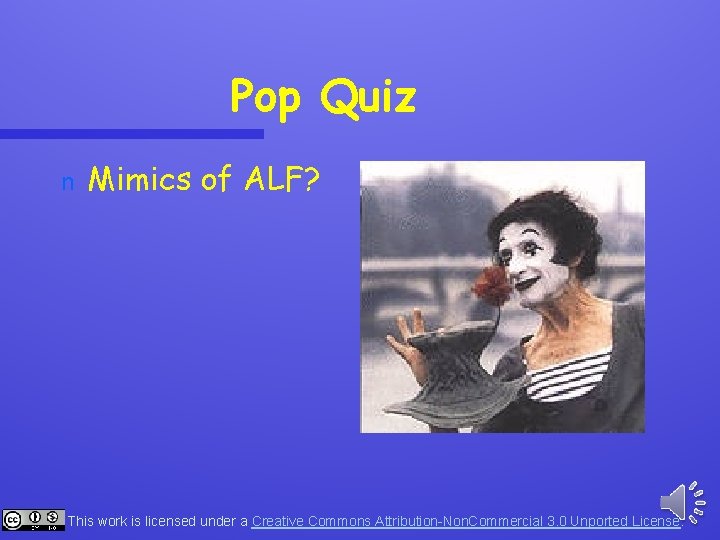 Pop Quiz n Mimics of ALF? This work is licensed under a Creative Commons