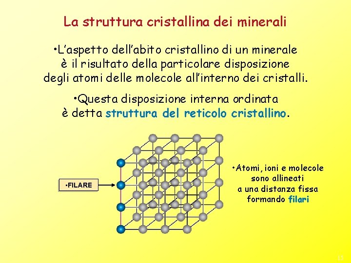 La struttura cristallina dei minerali • L’aspetto dell’abito cristallino di un minerale è il