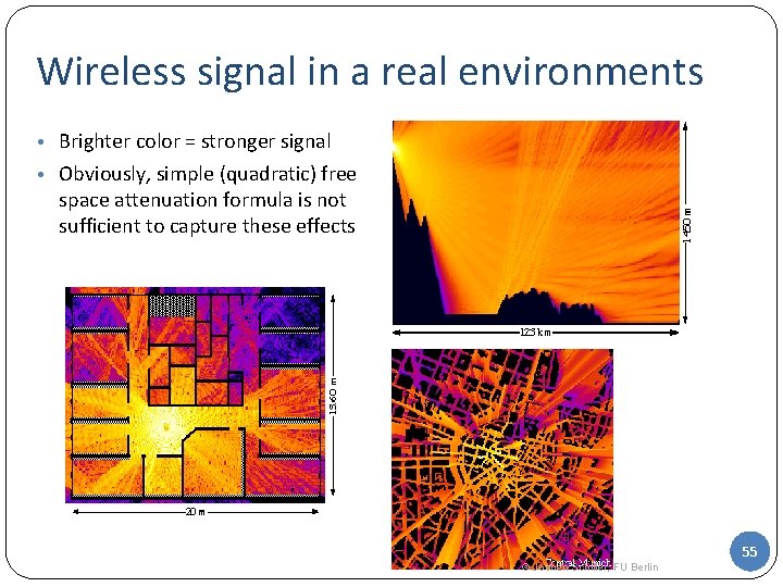 Wireless signal in a real environments • Brighter color = stronger signal • Obviously,